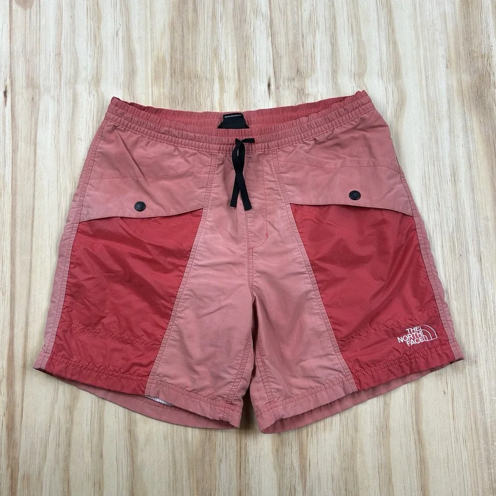 The North Face Men's Colorblock Swim Trunks Size Small Red Faded Pocket